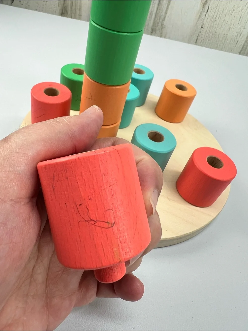 Lovevery Wooden Stacking Pegboard Wooden Montessori Inspired Fine Motor Toy